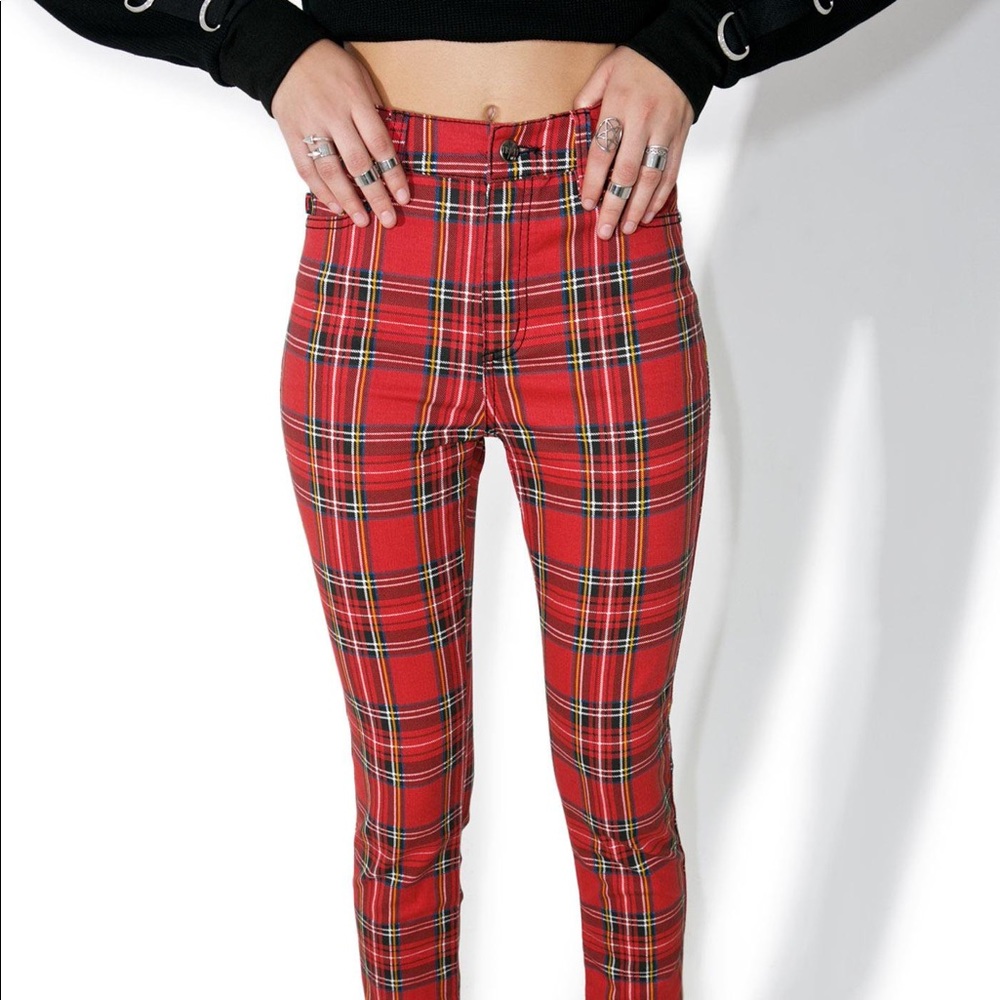 TRIPP NYC red plaid pants